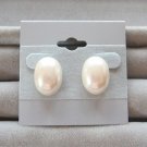 Oval Cabochon Pearl Pierced Earrings Retro Vintage Jewelry 1960s