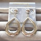 Large Silver Dangle Hoop Pierced Earrings Designer Mademoiselle De Paris Vintage Jewelry 1970s