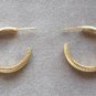 Gold Lined Ribbed Hoop Pierced Earrings Vintage 1980s Jewelry