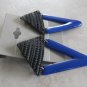 Funky Enamel Black & Blue Pierced Earrings Vintage Jewelry 1980s