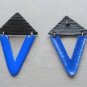 Funky Enamel Black & Blue Pierced Earrings Vintage Jewelry 1980s