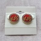 Maroon Red Burgundy & Purple Cloisonne Pierced Earrings Vintage 1970s Jewelry