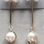 Fancy Long Dangle White Pearl Pierced Earrings Vintage 1970s Jewelry