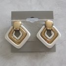 Fancy White & Gold Pierced Earrings Retro 1980s Vintage Jewelry