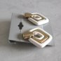 Fancy White & Gold Pierced Earrings Retro 1980s Vintage Jewelry
