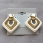 Fancy White & Gold Pierced Earrings Retro 1980s Vintage Jewelry