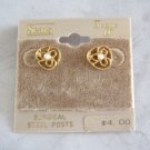 Gold Flower Pearl Pierced Earrings Sears Scene IV Vintage 1970s Jewelry