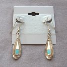 Blue & White Enamel Dangle Pierced Earrings Inlay Design Vintage Jewelry 1970s Blue & White Enamel Dangle Pierced Earrings Inlay Design Vintage Jewelry 1970s