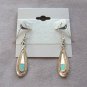 Blue & White Enamel Dangle Pierced Earrings Inlay Design Vintage Jewelry 1970s