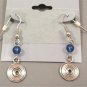 Silver Coil Blue Beaded Dangle Pierced Earrings Vintage 1980s Jewelry