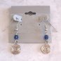 Silver Coil Blue Beaded Dangle Pierced Earrings Vintage 1980s Jewelry