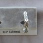 Silver Leaf Hoop Clip On Earrings & Ring 2 Piece Jewelry Set By Designer Avon Vintage 1970s