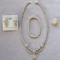 4 Pc. Rhinestone Set Necklace Bracelet Earrings & Brooch Made In Czechoslovakia Vintage 1940s
