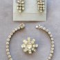 4 Pc. Rhinestone Set Necklace Bracelet Earrings & Brooch Made In Czechoslovakia Vintage 1940s