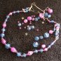 Blue Purple Bead Double Strand Necklace Vintage 1950s Needs Repair