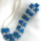 Handcrafted Blue Aurora Borealis Beaded Necklace & Clip On Earrings Vintage Jewelry Set 1960s Handcrafted Blue Aurora Borealis Beaded Necklace & Clip On Earrings Vintage Jewelry Set 1960s