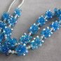 Handcrafted Blue Aurora Borealis Beaded Necklace & Clip On Earrings Vintage Jewelry Set 1960s