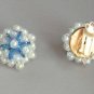 Handcrafted Blue Aurora Borealis Beaded Necklace & Clip On Earrings Vintage Jewelry Set 1960s