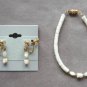 Shell Carved Flower Necklace Bracelet & Earrings 3 Piece Vintage Jewelry Set 1960s