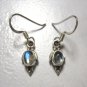 Blue Opal Gemstone Moonstone Cabochon Pierced Earrings Sterling Silver 925