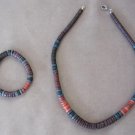 Colorful Wooden Beaded Necklace & Matching Bracelet Vintage Jewelry Set 1990s Colorful Wooden Beaded Necklace & Matching Bracelet Vintage Jewelry Set 1990s