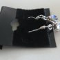 Blue Opal Gemstone Moonstone Cabochon Pierced Earrings Sterling Silver 925