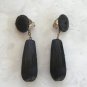 Handcrafted White & Black Soft Straw Beaded Necklace & Clip On Earrings Set Vintage 1950s Jewelry