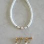 Shell Carved Flower Necklace Bracelet & Earrings 3 Piece Vintage Jewelry Set 1960s