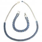 Blue Stone Double Strand Necklace & Bracelet Vintage Jewelry Set Retro 1950's Blue Stone Double Strand Necklace & Bracelet Vintage Jewelry Set Retro 1950's