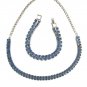 Blue Stone Double Strand Necklace & Bracelet Vintage Jewelry Set Retro 1950's