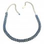 Blue Stone Double Strand Necklace & Bracelet Vintage Jewelry Set Retro 1950's