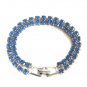 Blue Stone Double Strand Necklace & Bracelet Vintage Jewelry Set Retro 1950's