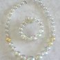 Large Beaded Aurora Borealis Necklace & Bracelet Vintage Jewelry Set 1950s