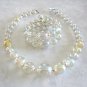 Large Beaded Aurora Borealis Necklace & Bracelet Vintage Jewelry Set 1950s