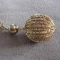 Large Chunky Fancy Gold Ball Pendant Necklace & Clip On Earrings Jewelry Set Vintage 1960s