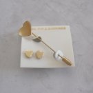 Gold Heart Stick Pin & Pierced Earrings 2 Pc. Jewelry Set Vintage 1980s Gold Heart Stick Pin & Pierced Earrings 2 Pc. Jewelry Set Vintage 1980s