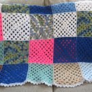 Hand Crafted Blanket Throw Afghan 55" x 50" Funky Colors Vintage 1970s Hand Crafted Blanket Throw Afghan 55" x 50" Funky Colors Vintage 1970s