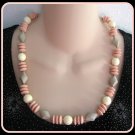 Tan Pink Cream 24" Beaded Necklace Retro Vintage 1970s Jewelry Tan Pink Cream 24" Beaded Necklace Retro Vintage 1970s Jewelry