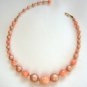 Frosted Peach Splashed Beaded Necklace Retro Japan Vintage 1950s Jewelry