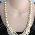 Chunky Style Pearl Necklace 12 Strands Retro Vintage Jewelry 1970s