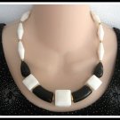 Large Chunky Black and White Beaded Necklace Vintage Jewelry 1960s Large Chunky Black and White Beaded Necklace Vintage Jewelry 1960s