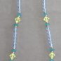 Long Blue Transparent 41" Beaded Necklace Designer Monet Quality Made Vintage Jewelry 1980s