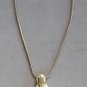 Chunky Large Pear Shaped Gold Pale Yellow Pendant Necklace Retro Vintage 1960s Jewelry