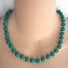 Round Green Beaded Necklace Retro Hidden Clasp Vintage Jewelry 1970s