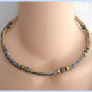 Unique Blue Flower Beaded Necklace Retro 1960s Japan Vintage Jewelry