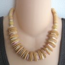 Large Genuine Coco Beaded Shell Necklace Vintage Chunky Style 1980s Jewelry