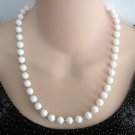 White Beaded Necklace By Designer Emmons Vintage Jewelry 1960s