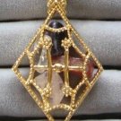 Large Encased Multi Stone Quartz Pendant Rope Chain Necklace Vintage Jewelry 1980s Large Encased Multi Stone Quartz Pendant Rope Chain Necklace Vintage Jewelry 1980s