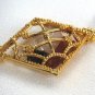 Large Encased Multi Stone Quartz Pendant Rope Chain Necklace Vintage Jewelry 1980s