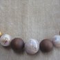 Chunky Tan Brown 29" Marble Beaded Necklace Earthtone Colors Retro 1970s Vintage Jewelry